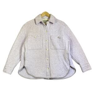 Everlane Organic Cotton Quilted Shirt Jacket Heather Orchid Small Pockets Button